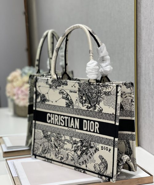1:1 Replica Christian Dior Medium Dior Book Tote Bag, Black/White, For Women Women’s Handbags, Shoulder Bags, 36cm CD M1296ZRHZ_M941