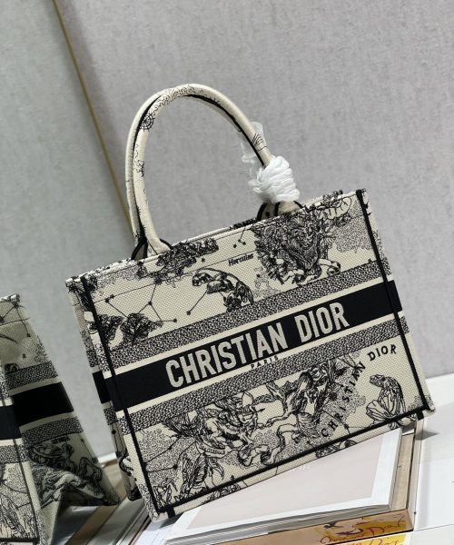 1:1 Replica Christian Dior Medium Dior Book Tote Bag, Black/White, For Women Women’s Handbags, Shoulder Bags, 36cm CD M1296ZRHZ_M941