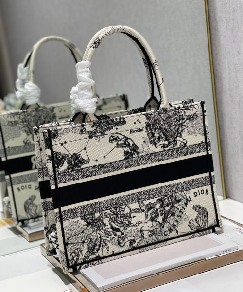 1:1 Replica Christian Dior Medium Dior Book Tote Bag, Black/White, For Women Women’s Handbags, Shoulder Bags, 36cm CD M1296ZRHZ_M941