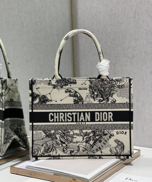 1:1 Replica Christian Dior Medium Dior Book Tote Bag, Black/White, For Women Women’s Handbags, Shoulder Bags, 36cm CD M1296ZRHZ_M941