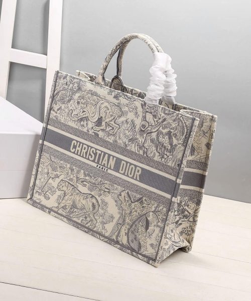 1:1 Replica Christian Dior Medium Dior Book Tote Bag By Maria Grazia Chiuri Grey For Women 14in/36cm CD M1296ZTDT_M932