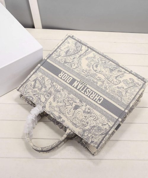 1:1 Replica Christian Dior Medium Dior Book Tote Bag By Maria Grazia Chiuri Grey For Women 14in/36cm CD M1296ZTDT_M932