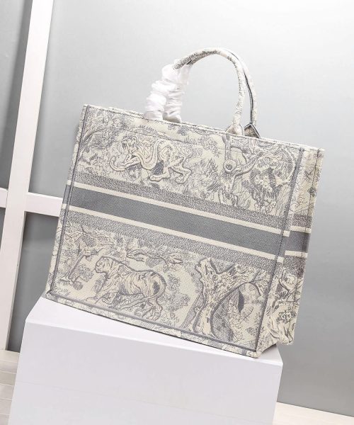 1:1 Replica Christian Dior Medium Dior Book Tote Bag By Maria Grazia Chiuri Grey For Women 14in/36cm CD M1296ZTDT_M932