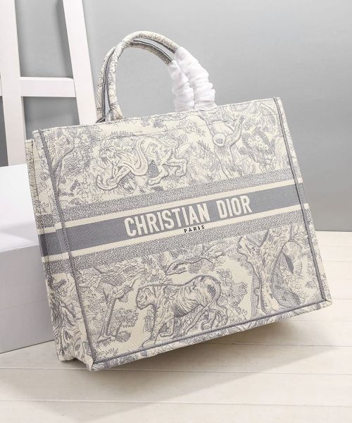 1:1 Replica Christian Dior Medium Dior Book Tote Bag By Maria Grazia Chiuri Grey For Women 14in/36cm CD M1296ZTDT_M932