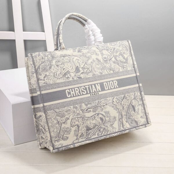 1:1 Replica Christian Dior Medium Dior Book Tote Bag By Maria Grazia Chiuri Grey For Women 14in/36cm CD M1296ZTDT_M932