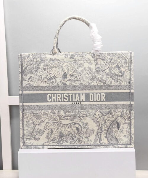 1:1 Replica Christian Dior Medium Dior Book Tote Bag By Maria Grazia Chiuri Grey For Women 14in/36cm CD M1296ZTDT_M932