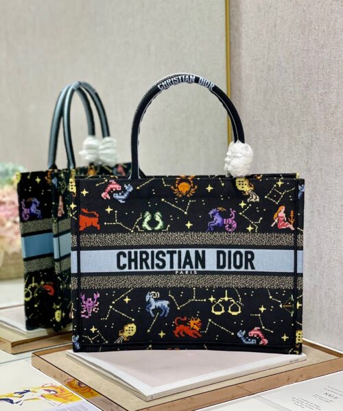 1:1 Replica Christian Dior Medium Dior Book Tote Black Multicolor, For Women, Women’s Handbags 14in/36cm CD M1296ZRTY_M911
