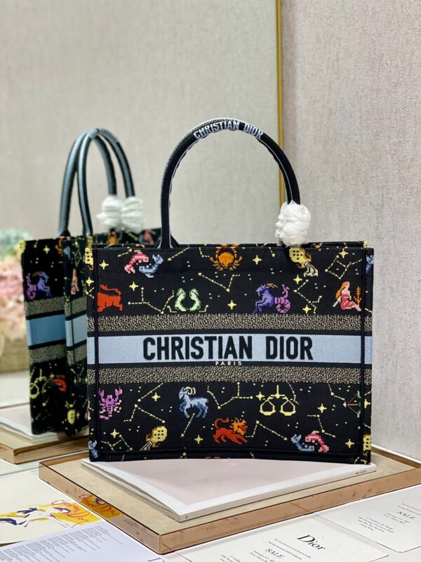 1:1 Replica Christian Dior Medium Dior Book Tote Black Multicolor, For Women, Women’s Handbags 14in/36cm CD M1296ZRTY_M911