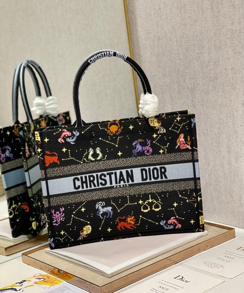 1:1 Replica Christian Dior Medium Dior Book Tote Black Multicolor, For Women, Women’s Handbags 14in/36cm CD M1296ZRTY_M911