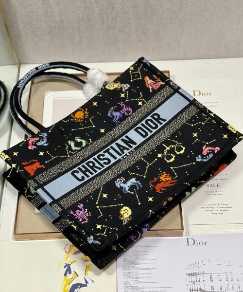 1:1 Replica Christian Dior Medium Dior Book Tote Black Multicolor, For Women, Women’s Handbags 14in/36cm CD M1296ZRTY_M911