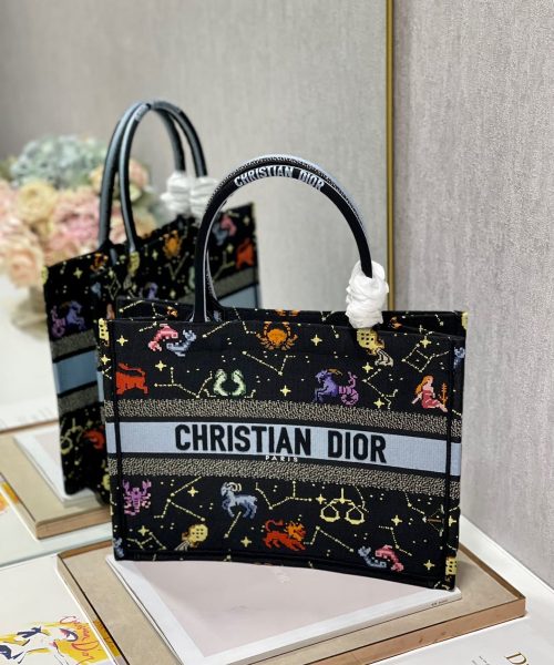 1:1 Replica Christian Dior Medium Dior Book Tote Black Multicolor, For Women, Women’s Handbags 14in/36cm CD M1296ZRTY_M911