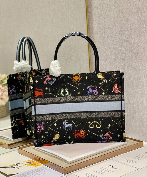 1:1 Replica Christian Dior Medium Dior Book Tote Black Multicolor, For Women, Women’s Handbags 14in/36cm CD M1296ZRTY_M911