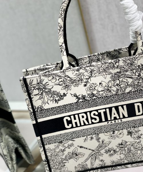 1:1 Replica Christian Dior Medium Dior Book Tote Blue Toile de Jouy Flowers Embroidery, Blue/White, For Women Women’s Handbags, Shoulder Bags, 36cm CD