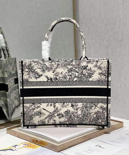 1:1 Replica Christian Dior Medium Dior Book Tote Blue Toile de Jouy Flowers Embroidery, Blue/White, For Women Women’s Handbags, Shoulder Bags, 36cm CD