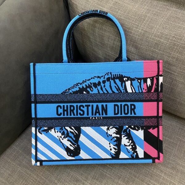 1:1 Replica Christian Dior Medium Dior Book Tote Bright Blue and Bright Pink D-Jungle Pop Embroidery, Blue/Pink, For Women Women’s Handbags, 36cm CD M1296ZRON_M888
