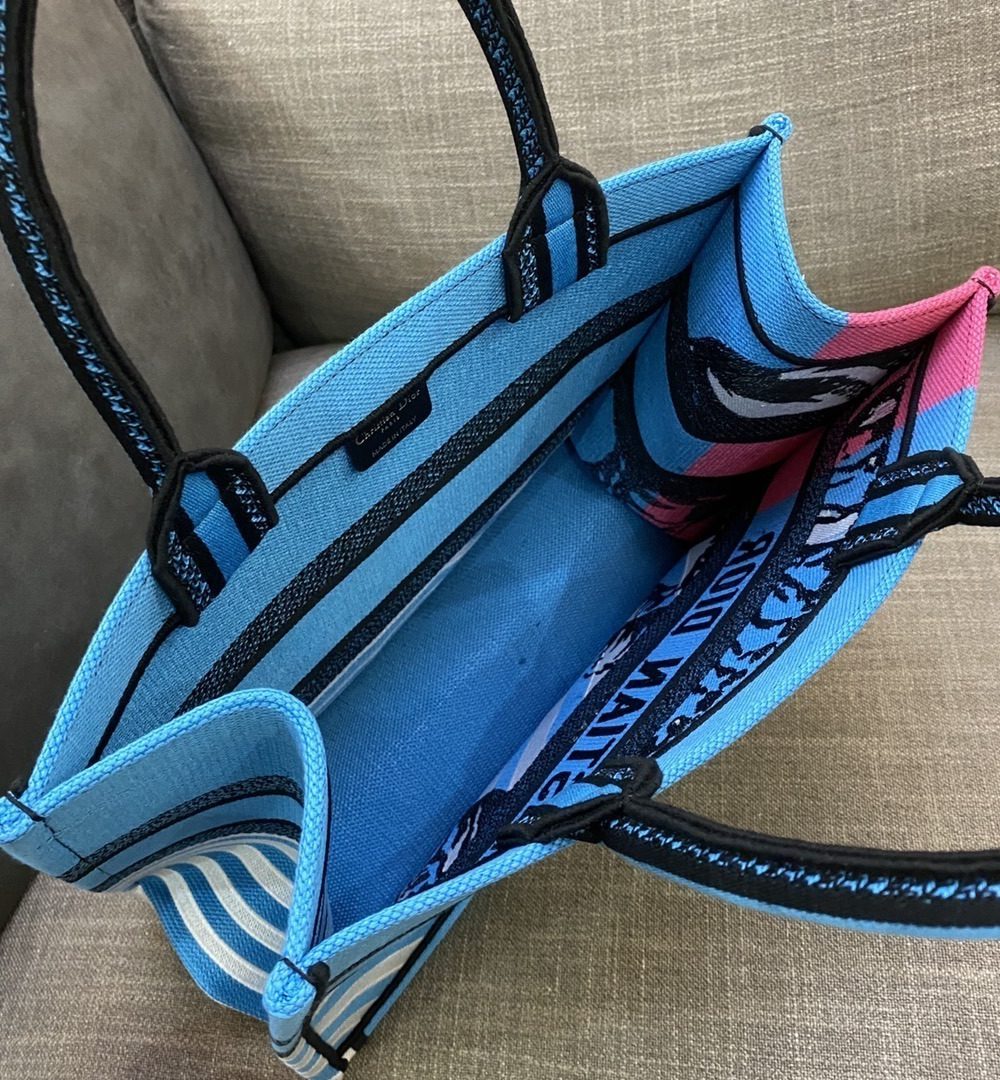 1:1 Replica Christian Dior Medium Dior Book Tote Bright Blue and Bright Pink D-Jungle Pop Embroidery, Blue/Pink, For Women Women’s Handbags, 36cm CD M1296ZRON_M888