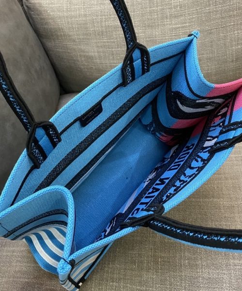 1:1 Replica Christian Dior Medium Dior Book Tote Bright Blue and Bright Pink D-Jungle Pop Embroidery, Blue/Pink, For Women Women’s Handbags, 36cm CD M1296ZRON_M888