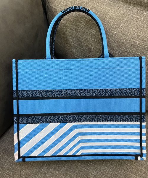 1:1 Replica Christian Dior Medium Dior Book Tote Bright Blue and Bright Pink D-Jungle Pop Embroidery, Blue/Pink, For Women Women’s Handbags, 36cm CD M1296ZRON_M888