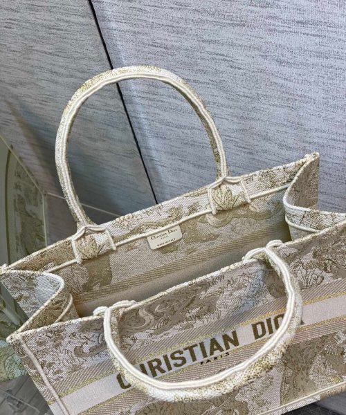 1:1 Replica Christian Dior Medium Dior Book Tote Gold-Tone Toile de Jouy Embroidery, Gold, For Women Women’s Handbags, 36cm CD M1296ZTQO_M01E