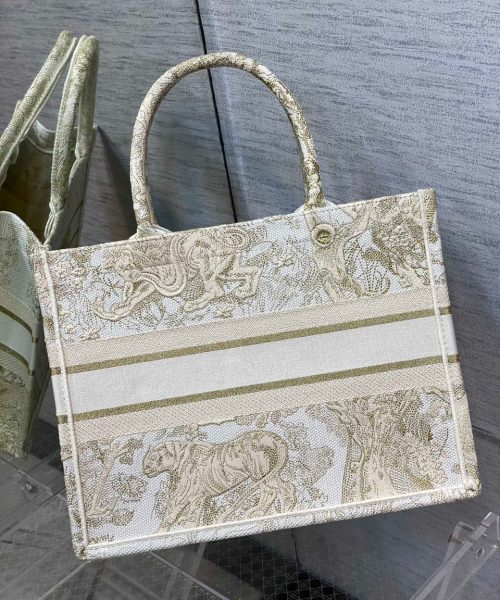 1:1 Replica Christian Dior Medium Dior Book Tote Gold-Tone Toile de Jouy Embroidery, Gold, For Women Women’s Handbags, 36cm CD M1296ZTQO_M01E