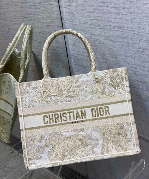 1:1 Replica Christian Dior Medium Dior Book Tote Gold-Tone Toile de Jouy Embroidery, Gold, For Women Women’s Handbags, 36cm CD M1296ZTQO_M01E