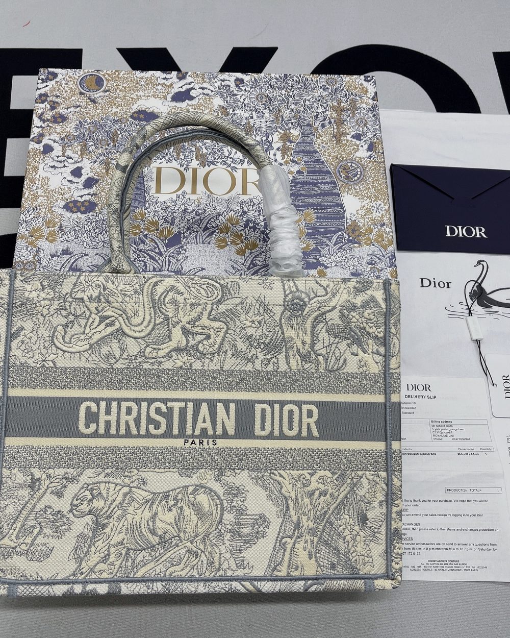 1:1 Replica Christian Dior Medium Dior Book Tote Gray, For Women, Women’s Handbags 14in/36cm CD M1296ZTDT_M932