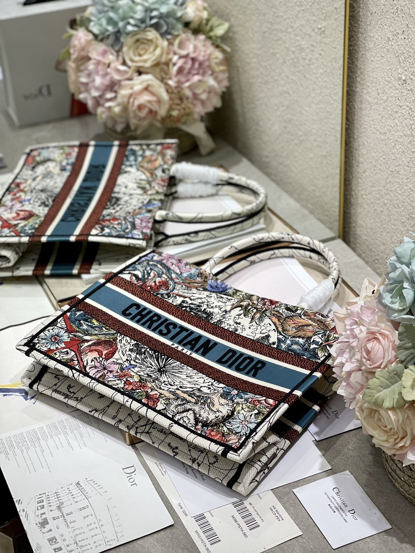 1:1 Replica Christian Dior Medium Dior Book Tote Latte Multicolor Dior Zodiac Embroidery, Latte Multicolor, For Women Women’s Handbags, Shoulder Bags, 36cm CD - Image 2