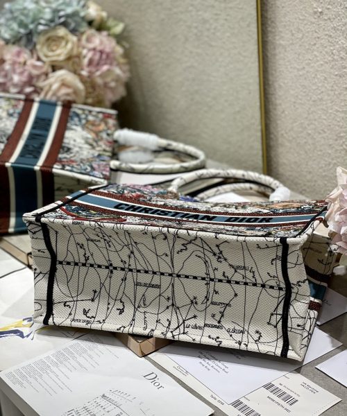 1:1 Replica Christian Dior Medium Dior Book Tote Latte Multicolor Dior Zodiac Embroidery, Latte Multicolor, For Women Women’s Handbags, Shoulder Bags, 36cm CD