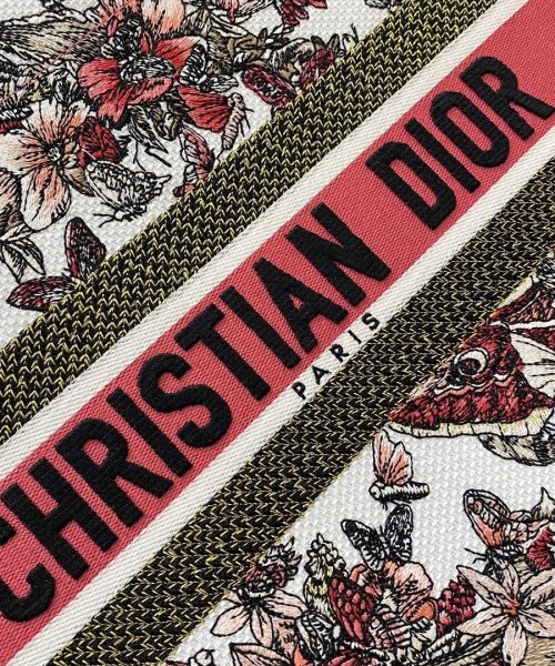 1:1 Replica Christian Dior Medium Dior Book Tote Multicolor Butterfly Embroidery, Red/White, For Women Women’s Handbags, 36cm CD