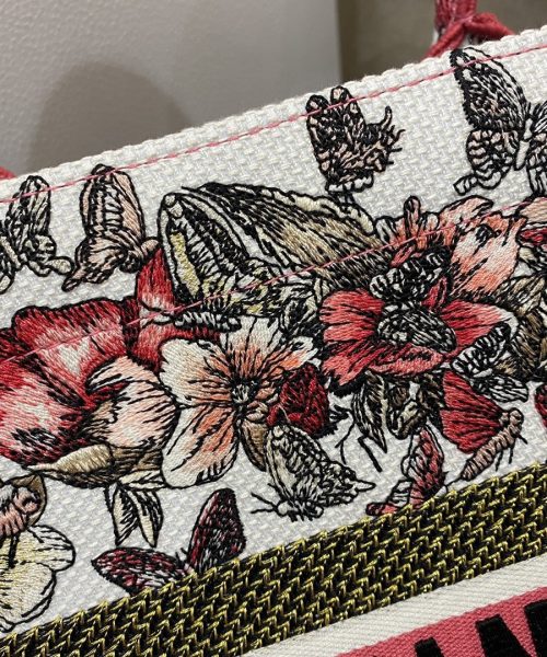 1:1 Replica Christian Dior Medium Dior Book Tote Multicolor Butterfly Embroidery, Red/White, For Women Women’s Handbags, 36cm CD