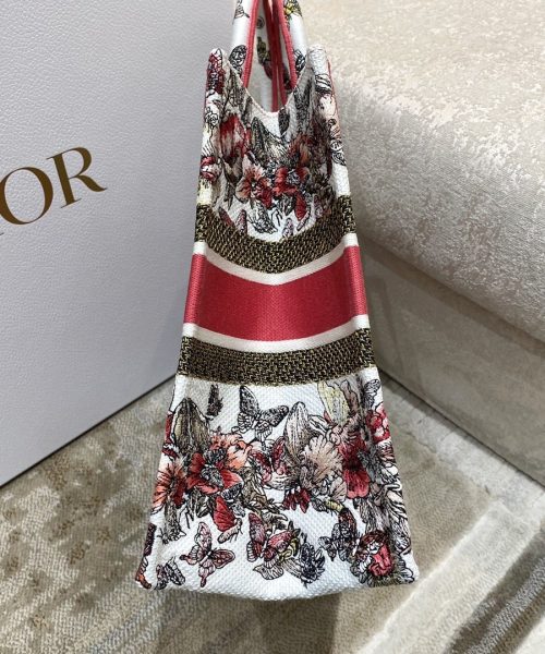 1:1 Replica Christian Dior Medium Dior Book Tote Multicolor Butterfly Embroidery, Red/White, For Women Women’s Handbags, 36cm CD