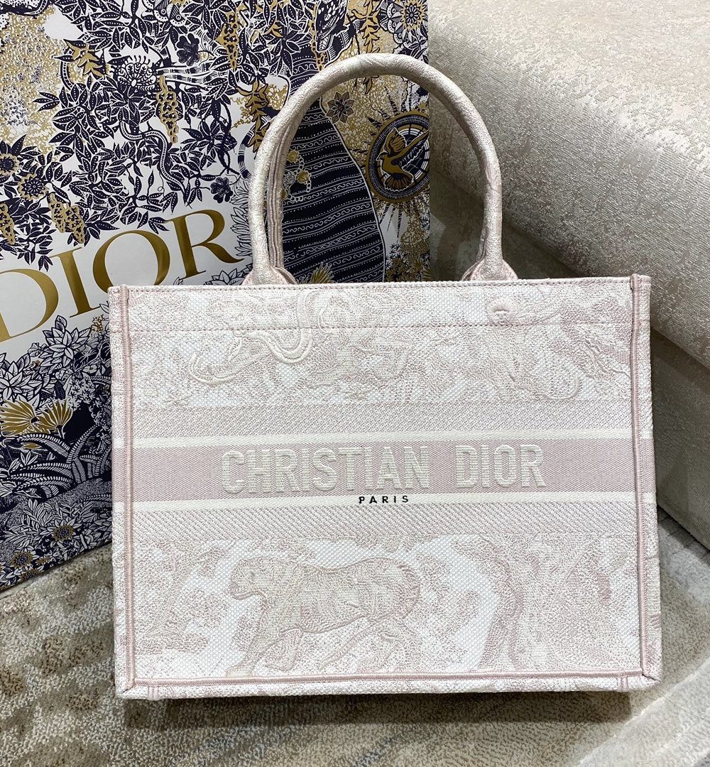 1:1 Replica Christian Dior Medium Dior Book Tote Pink Toile de Jouy Reverse Embroidery, Light Pink, For Women Women’s Handbags, 36cm CD