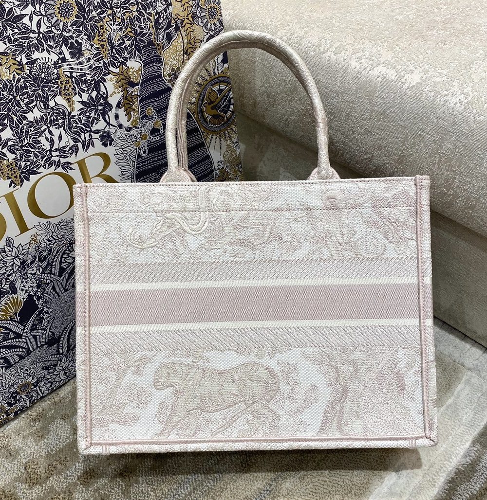 1:1 Replica Christian Dior Medium Dior Book Tote Pink Toile de Jouy Reverse Embroidery, Light Pink, For Women Women’s Handbags, 36cm CD