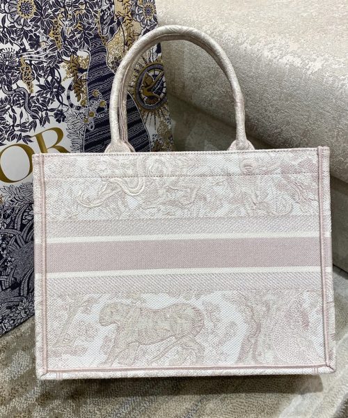 1:1 Replica Christian Dior Medium Dior Book Tote Pink Toile de Jouy Reverse Embroidery, Light Pink, For Women Women’s Handbags, 36cm CD