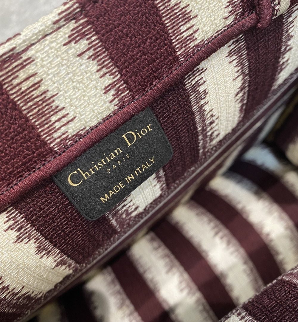1:1 Replica Christian Dior Medium Dior Book Tote Red D-Stripes Embroidery For Women 36cm/16.5in CD