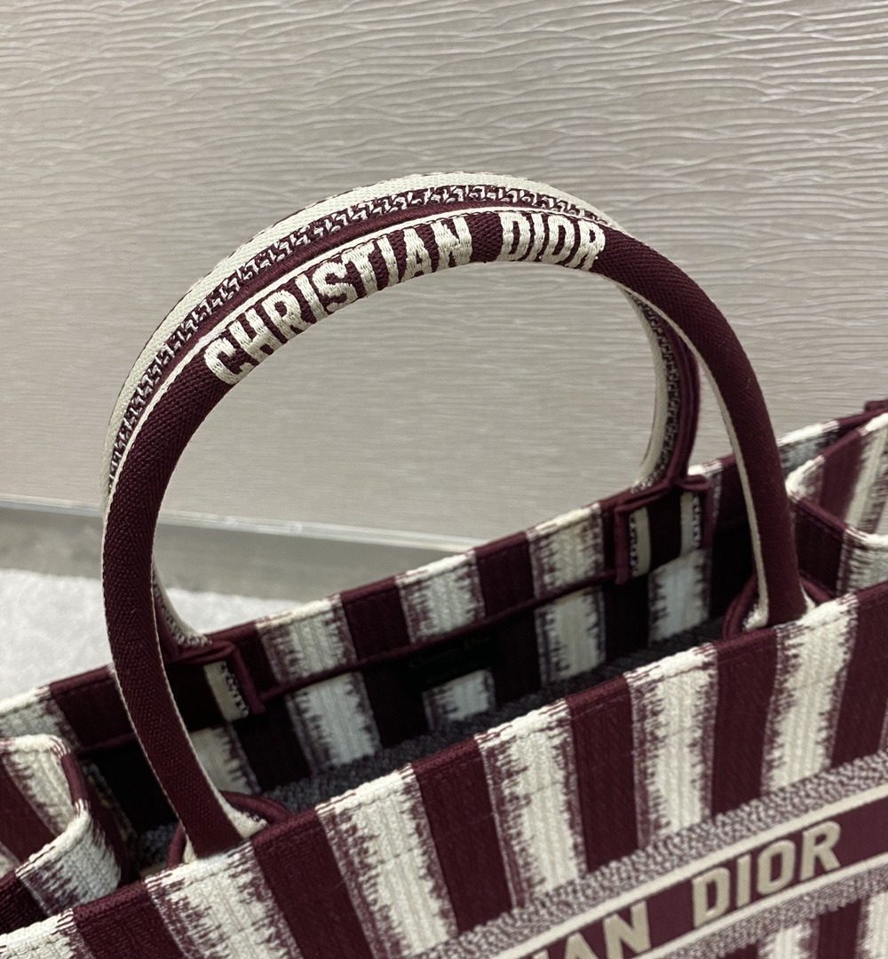 1:1 Replica Christian Dior Medium Dior Book Tote Red D-Stripes Embroidery For Women 36cm/16.5in CD