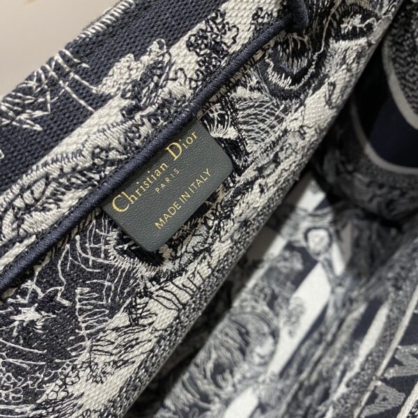 1:1 Replica Christian Dior Medium Dior Book Tote Toile de Jouy Stripes Embroidery, Black For Women Women’s Handbags, 36cm CD M1296ZRLP_M928