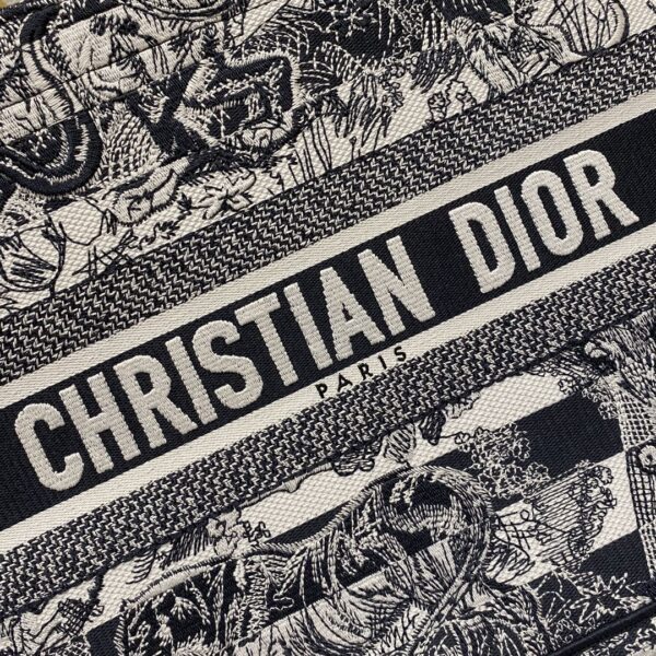 1:1 Replica Christian Dior Medium Dior Book Tote Toile de Jouy Stripes Embroidery, Black For Women Women’s Handbags, 36cm CD M1296ZRLP_M928