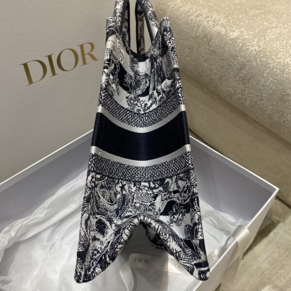1:1 Replica Christian Dior Medium Dior Book Tote Toile de Jouy Stripes Embroidery, Black For Women Women’s Handbags, 36cm CD M1296ZRLP_M928