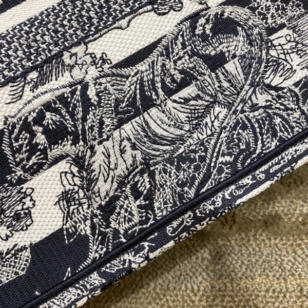 1:1 Replica Christian Dior Medium Dior Book Tote Toile de Jouy Stripes Embroidery, Black For Women Women’s Handbags, 36cm CD M1296ZRLP_M928