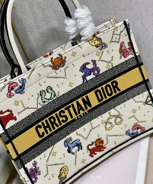 1:1 Replica Christian Dior Medium Dior Book Tote White Multicolor, For Women, Women’s Handbags 14in/36cm CD