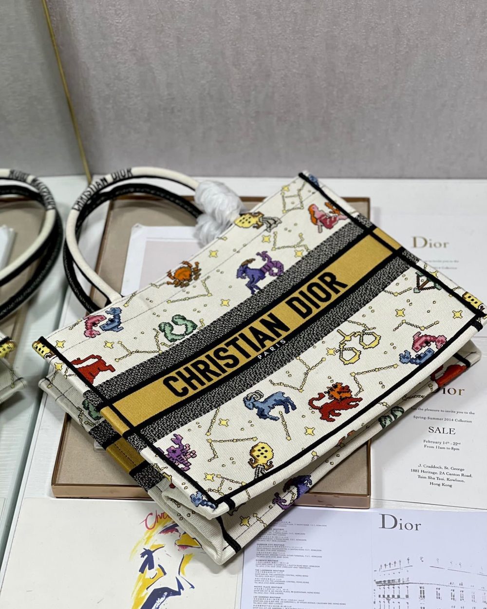 1:1 Replica Christian Dior Medium Dior Book Tote White Multicolor, For Women, Women’s Handbags 14in/36cm CD