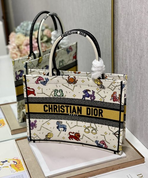 1:1 Replica Christian Dior Medium Dior Book Tote White Multicolor, For Women, Women’s Handbags 14in/36cm CD