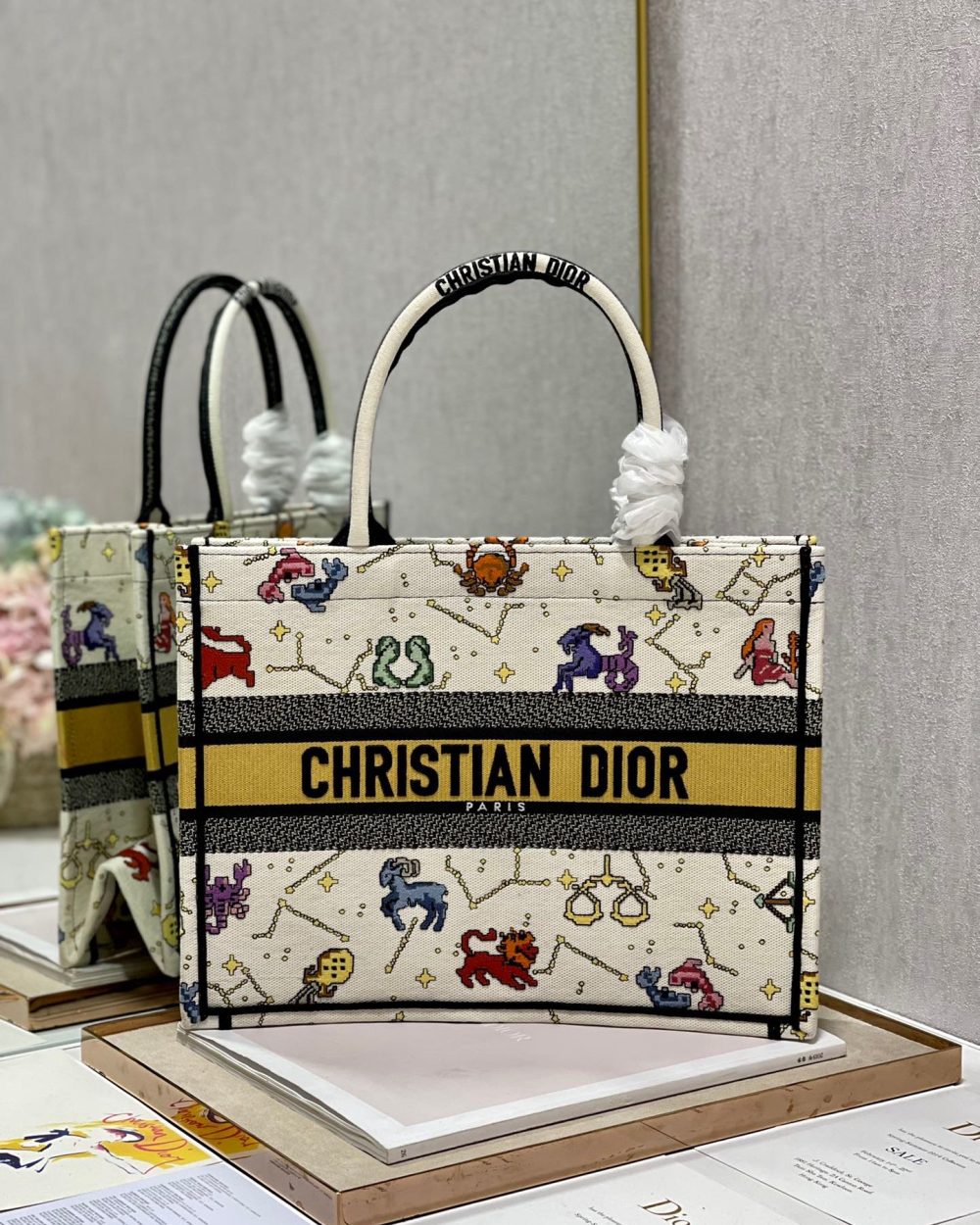 1:1 Replica Christian Dior Medium Dior Book Tote White Multicolor, For Women, Women’s Handbags 14in/36cm CD