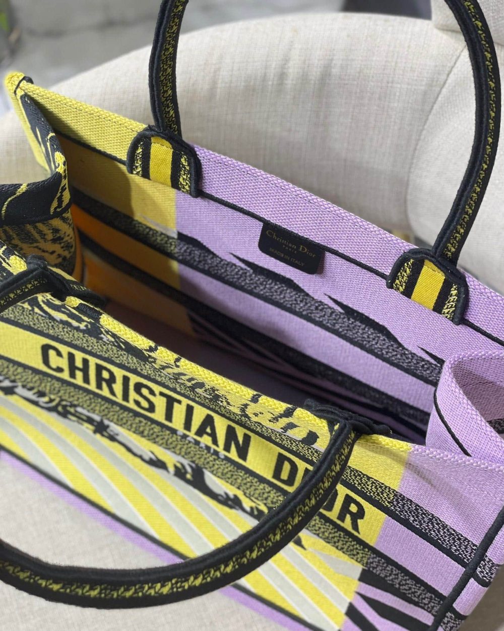 1:1 Replica Christian Dior Medium Dior Book Tote Yellow And Pink, For Women, Women’s Handbags 14in/36cm CD