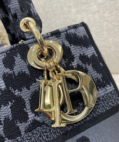 1:1 Replica Christian Dior Medium Dior Lady D-Lite Bag Blue and Black Mizza Embroidery, Blue and Black, For Women Women's Handbags, Crossbody Bags, 24cm CD M0565ORHM_M962