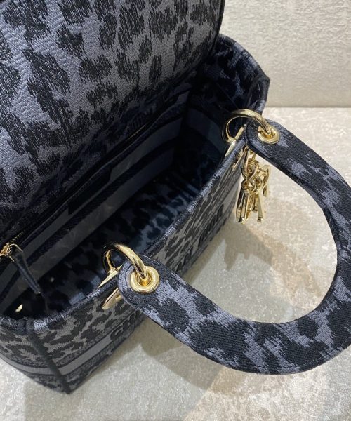 1:1 Replica Christian Dior Medium Dior Lady D-Lite Bag Blue and Black Mizza Embroidery, Blue and Black, For Women Women's Handbags, Crossbody Bags, 24cm CD M0565ORHM_M962