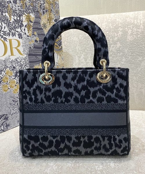 1:1 Replica Christian Dior Medium Dior Lady D-Lite Bag Blue and Black Mizza Embroidery, Blue and Black, For Women Women's Handbags, Crossbody Bags, 24cm CD M0565ORHM_M962