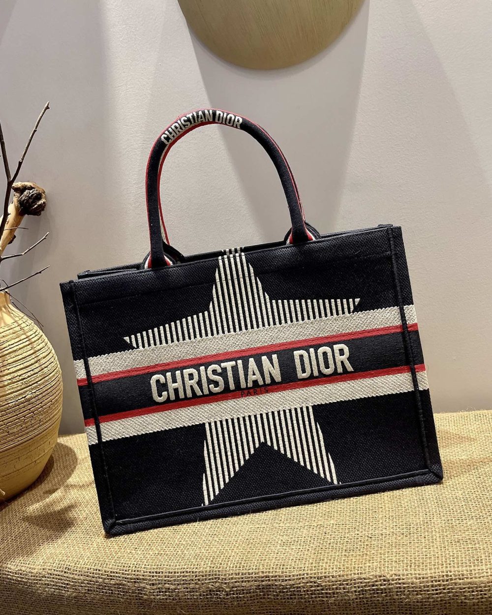 1:1 Replica Christian Dior Medium DiorAlps Book Tote Black Three-Tone Embroidery, Black, For Women Women’s Handbags, Shoulder Bags, 36cm CD