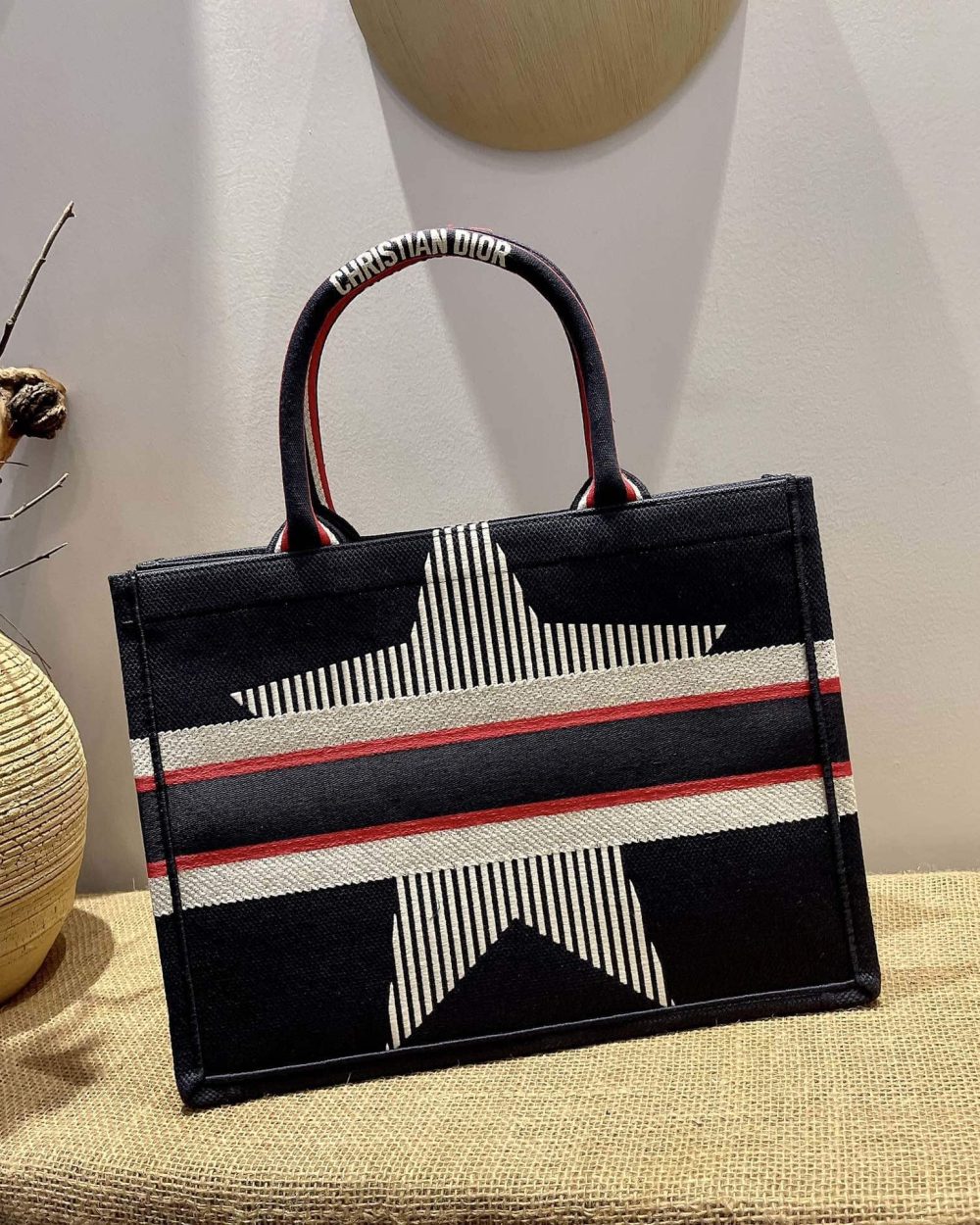 1:1 Replica Christian Dior Medium DiorAlps Book Tote Black Three-Tone Embroidery, Black, For Women Women’s Handbags, Shoulder Bags, 36cm CD